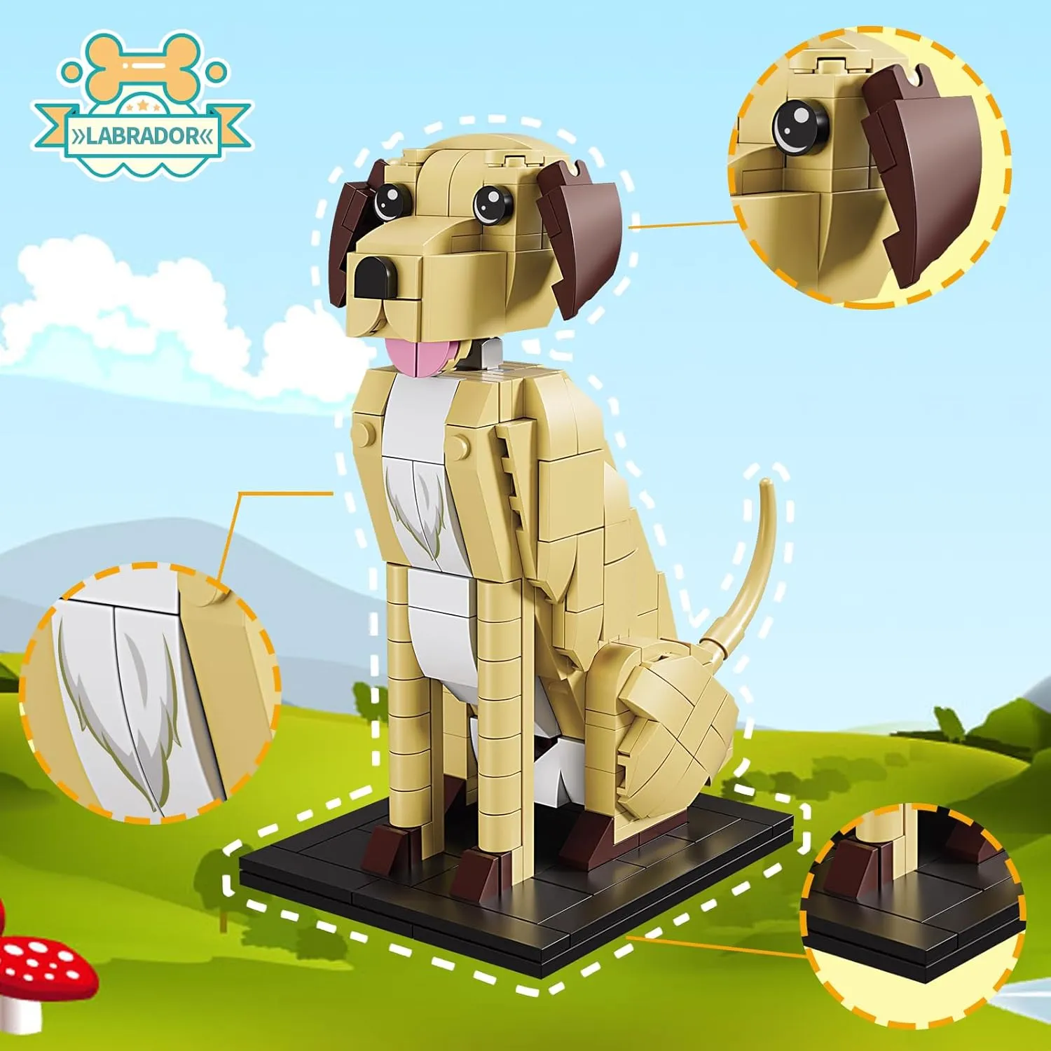 KAZI Labrador Dog Building Toys Set - Yellow Lab Gifts for Animal Lovers - Ideal Labrador Retriever Toy Dogs for Boys and Girls 8-12,Christmas,Party Favors,Home Decor