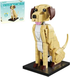 KAZI Labrador Dog Building Toys Set - Yellow Lab Gifts for Animal Lovers - Ideal Labrador Retriever Toy Dogs for Boys and Girls 8-12,Christmas,Party Favors,Home Decor