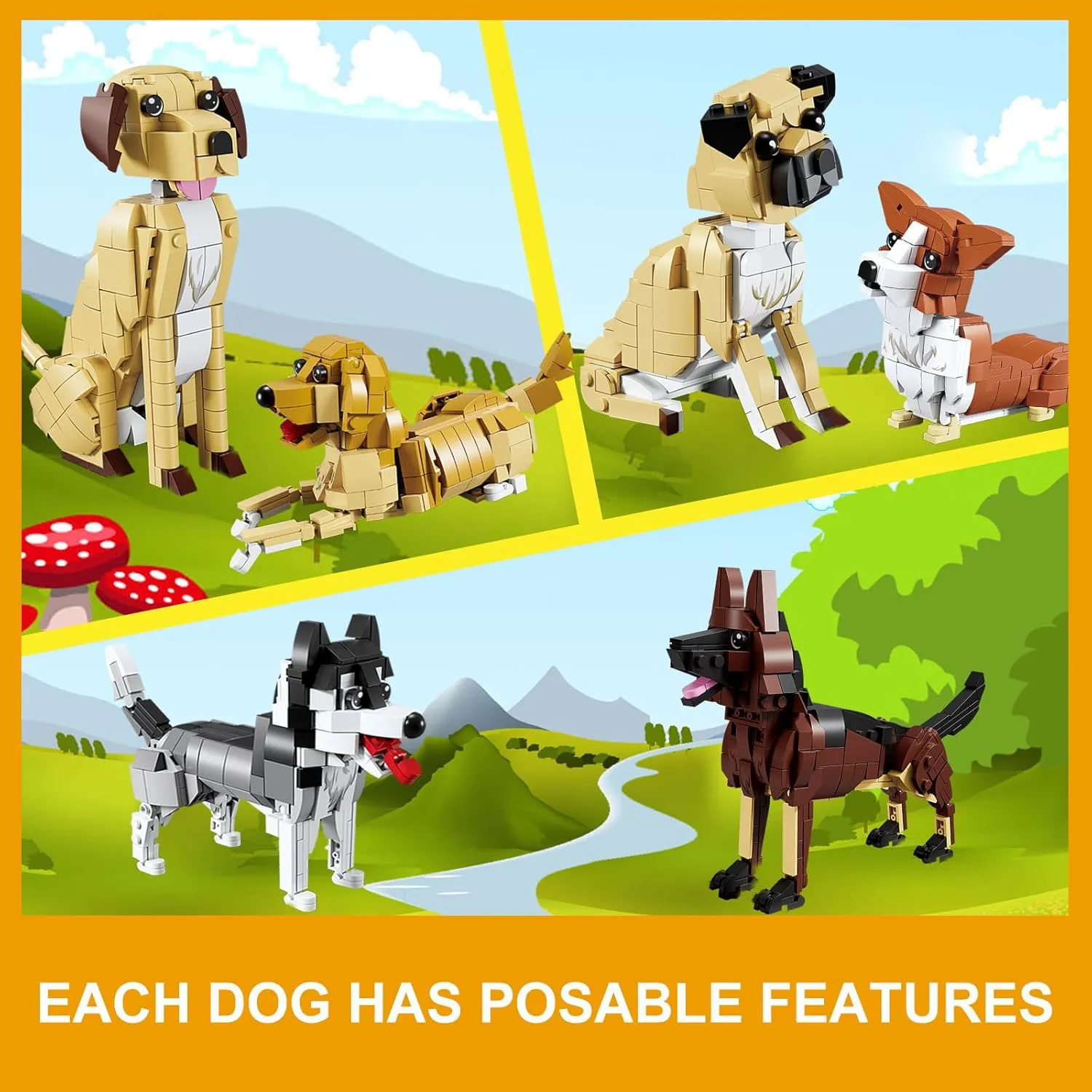 KAZI Labrador Dog Building Toys Set - Yellow Lab Gifts for Animal Lovers - Ideal Labrador Retriever Toy Dogs for Boys and Girls 8-12,Christmas,Party Favors,Home Decor