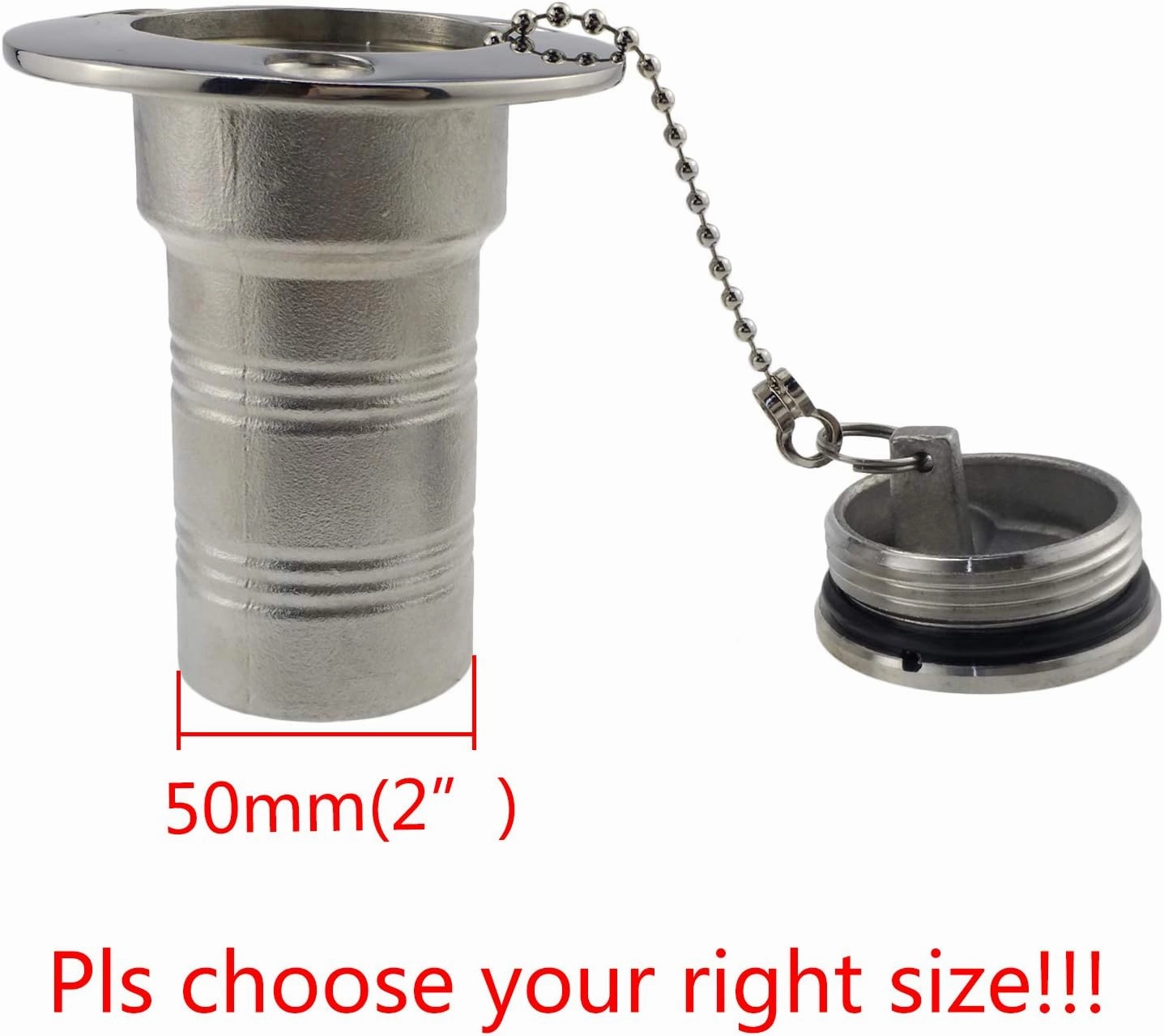 keehui Mirror- Polished 316 SS for 2''(50MM) Marine Boat Yacht Caravan Water Tank Deck Fill/Filler with Keyless Cap