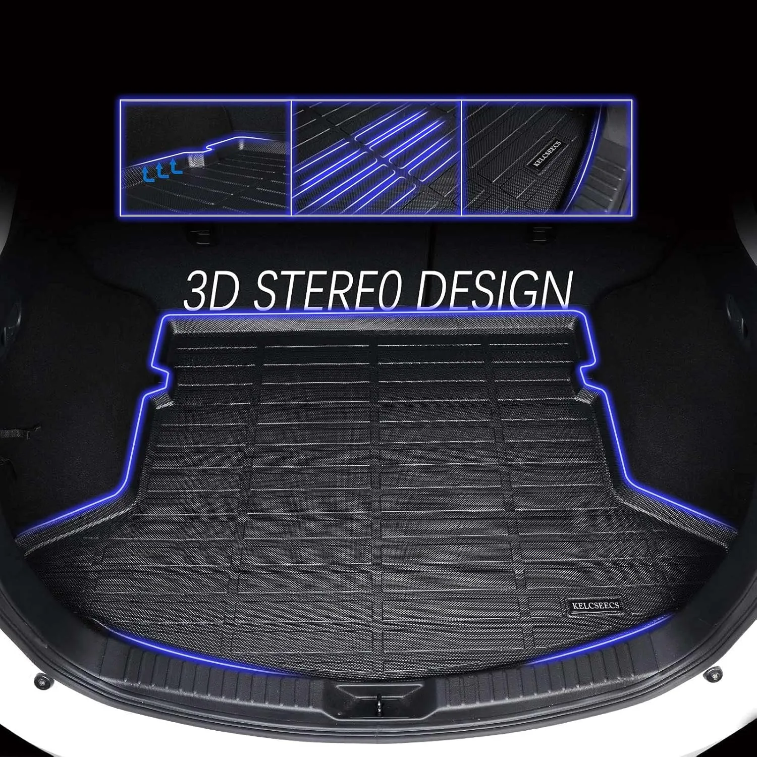 KELCSEECS All Weather Floor Mats & Cargo Liner Custom for 2023 2022 2021 Hyundai Santa Fe Automotive Car Mats Floor Liners Trunk Mat Hyundai Santa Fe Floor Mats Cargo Mat Trunk Liner Black