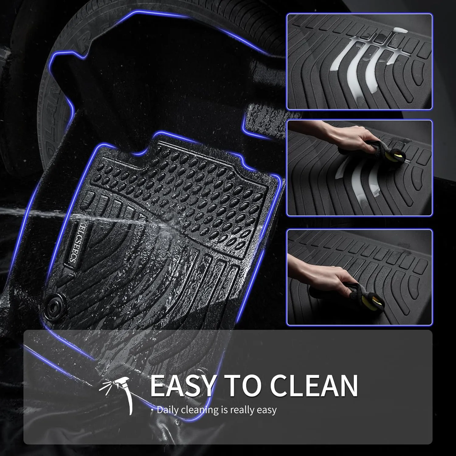 KELCSEECS All Weather Floor Mats & Cargo Liner Custom for 2023 2022 2021 Hyundai Santa Fe Automotive Car Mats Floor Liners Trunk Mat Hyundai Santa Fe Floor Mats Cargo Mat Trunk Liner Black