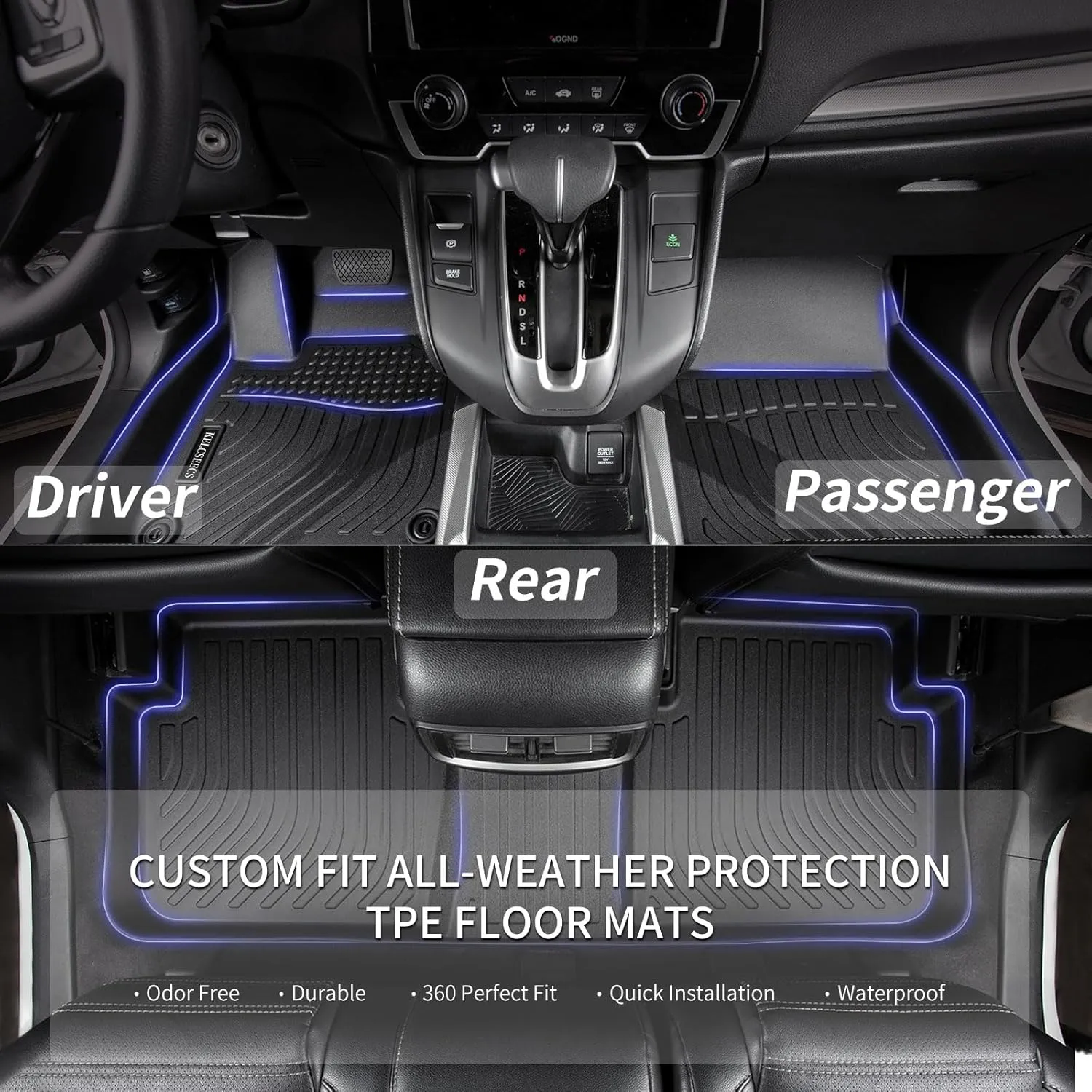 KELCSEECS All Weather Floor Mats & Cargo Liner Custom for Audi A3 2022 2023 2024 Car Mats Automotive Cargo Mat TPE Floor Liners Audi A3 Trunk Mat Accessories Trunk Liner Black