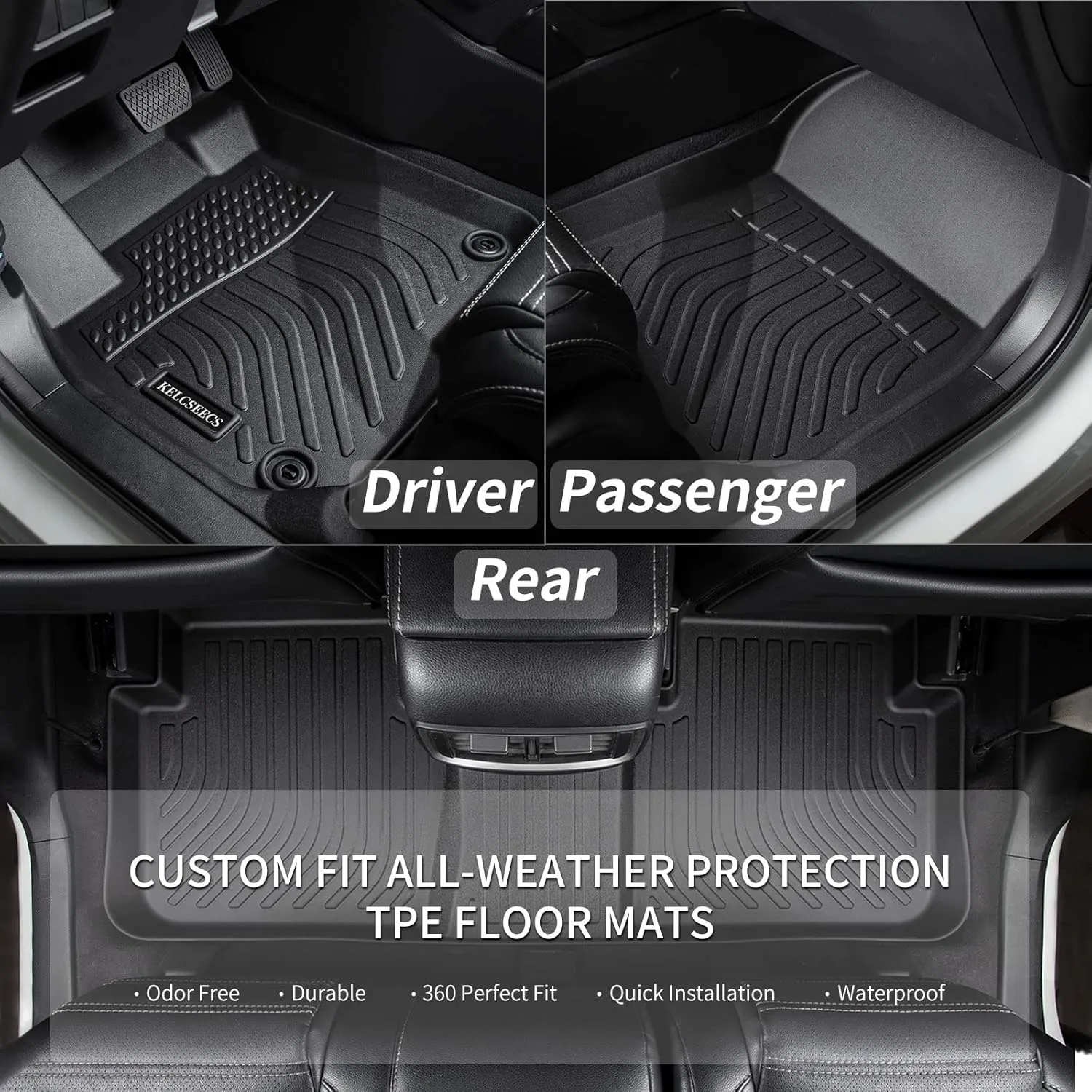 KELCSEECS Floor Mats & Cargo Liner Custom for Audi A6 (Not for A6 Allroad Models) 2019-2024 2025,All Weather Protection TPE Floor Liners Front Row and Second Row Full Set Accessories Black