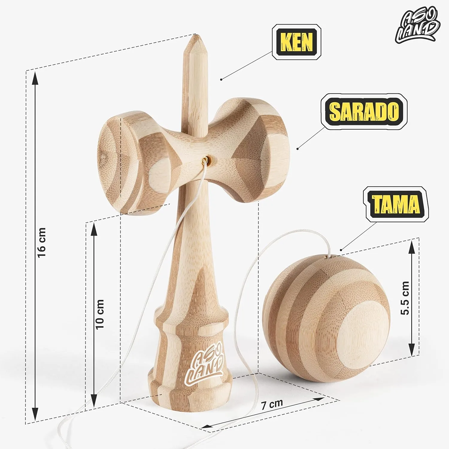 Kendama - Traditional Wooden Toy - Japanese Bilboquet for Children & Adults   Free = A Kendama Holder = Complete Kit for Professionals & Begin ((Natural Bamboo))