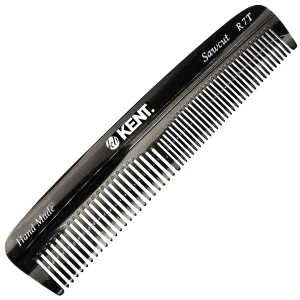 Kent R7T Graphite Double Tooth Hair Pocket Comb, Small Fine/Wide Tooth Comb For Grooming Styling Hair, Beard and Mustache, for Men, Women and Kids. Saw Cut and Hand Polished. Handmade in England