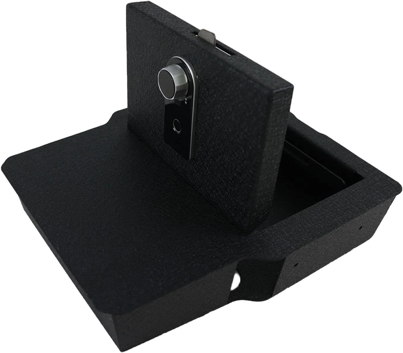 KEREN Underseat Center Console Gun Safe - Console Gun Vault Compatible with Dodge Ram 1500/2500/3500 2020-2024, High Security Armrest Lock Box with Fingerprint Lock with Key