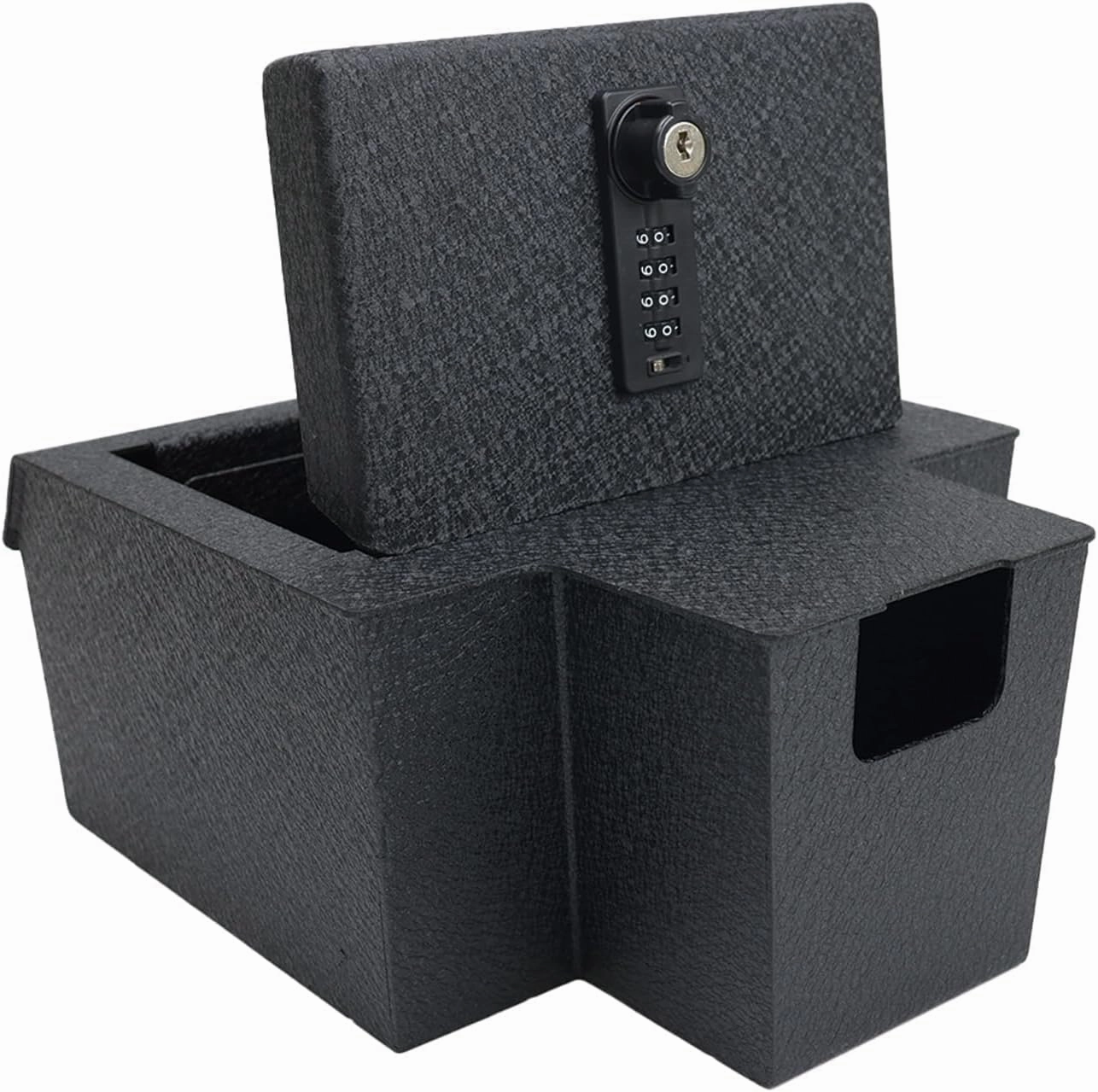 KEREN Center Console Gun Safe - Console Gun Vault Compatible with Chevrolet Silverado EV/GMC Sierra EV 2024-2025, High Security Armrest Lock Box with 4 Digit Combination Lock with Key