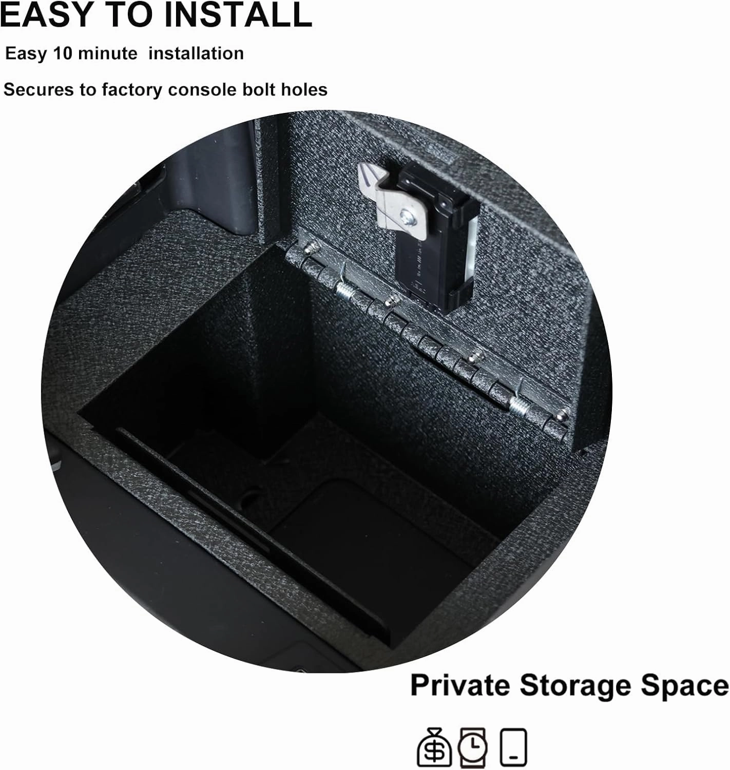 KEREN Center Console Gun Safe - Console Gun Vault Compatible with Toyota Tacoma 2024-2025, High Security Armrest Lock Box with 4 Digit Combination Lock with Key