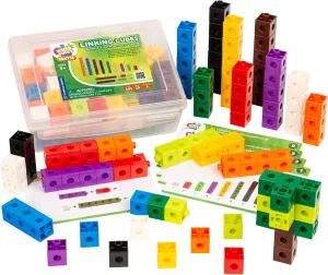 Kids First Math: 100 Linking Cubes Math Kit w/Activity Cards | Develop Skills in Counting, Sorting, Sequencing, Graphing, Measuring | Visual Hands-on Math for at-Home or Classroom Learning Ages 3 