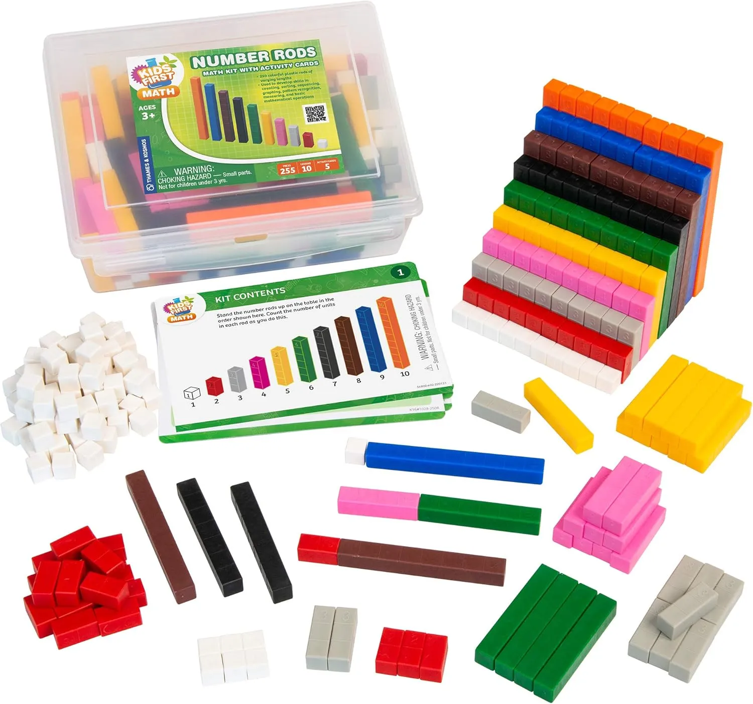 Kids First Math: Number Rods Math Kit w/Activity Cards | Develop Skills in Counting, Sorting, Sequencing, Graphing, Measuring & More | Visual Hands-on Math for at-Home or Classroom Learning, Ages 3 