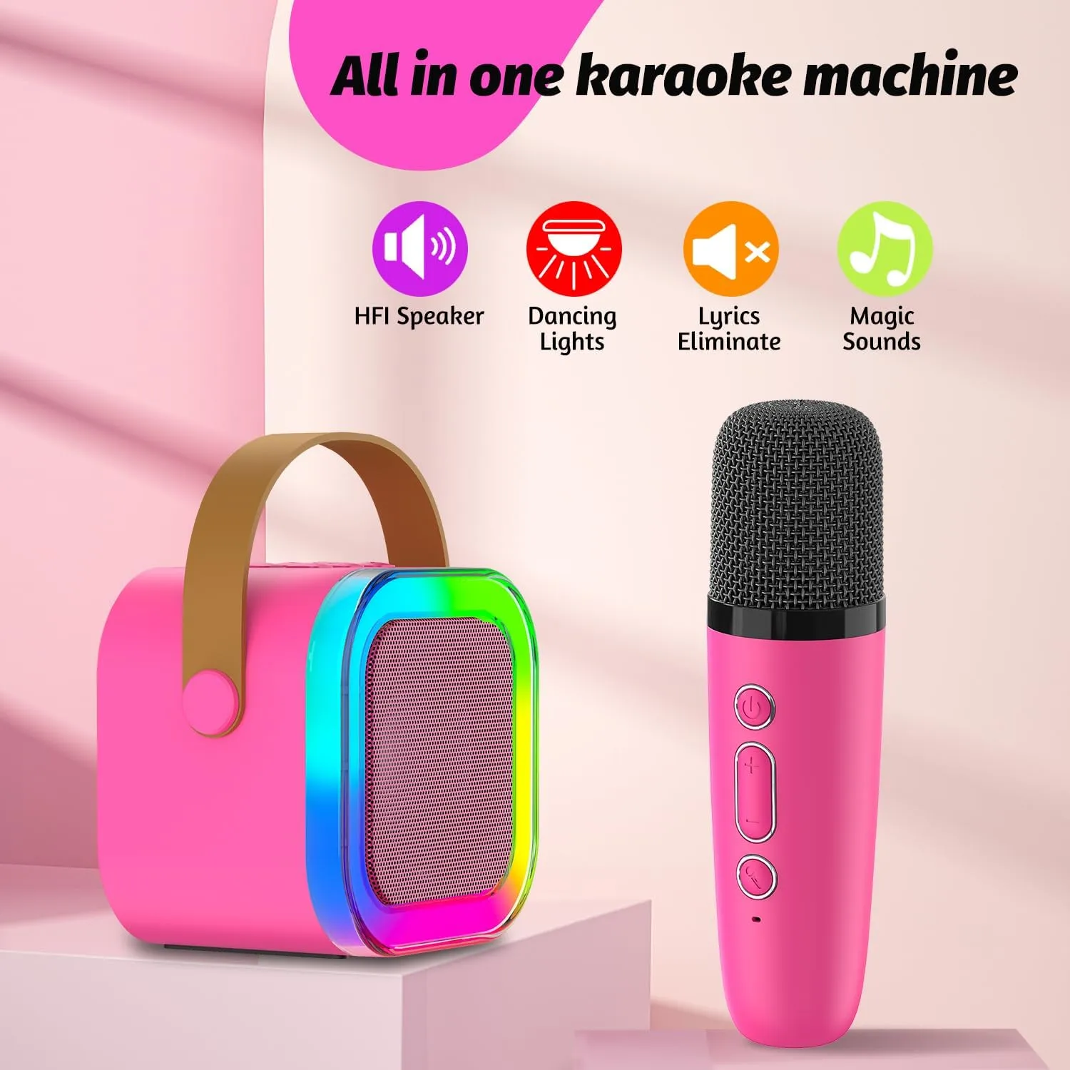 Kids Karaoke Microphone Machine Toy, 4-12 Years Old Girls Christmas Birthday Gift for Girls, Karaoke Toys Gifts for Girls Ages 4, 5, 6, 7, 8, 9, 10, 12  Year Old Birthday Party. (Red-02)