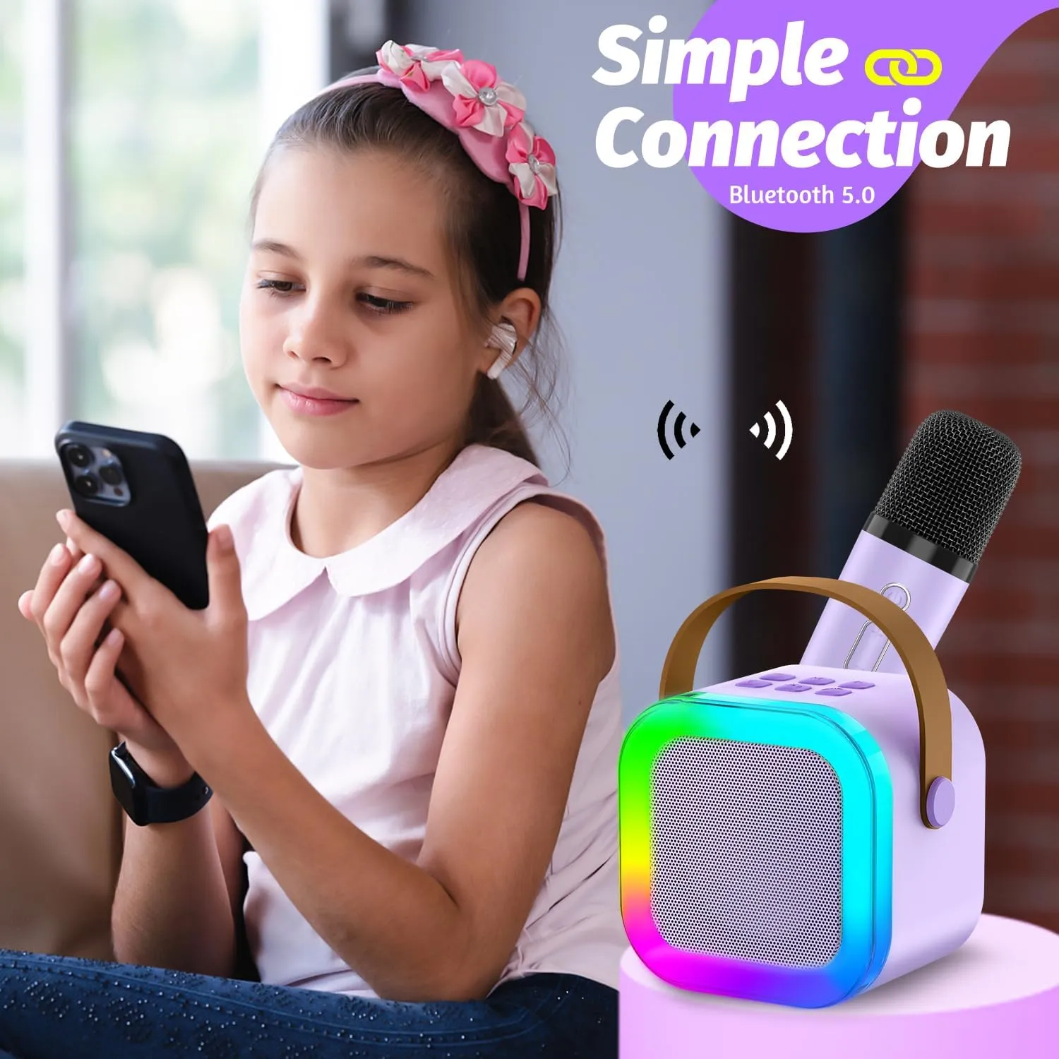 Kids Karaoke Microphone Machine Toy, 4-12 Years Old Girls Christmas Birthday Gift for Girls, Karaoke Toys Gifts for Girls Ages 4, 5, 6, 7, 8, 9, 10, 12  Year Old Birthday Party.