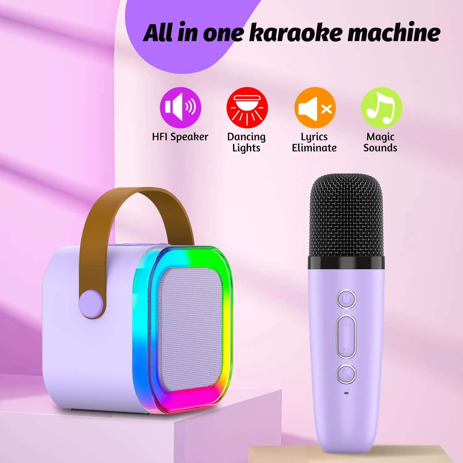 Kids Karaoke Microphone Machine Toy, 4-12 Years Old Girls Christmas Birthday Gift for Girls, Karaoke Toys Gifts for Girls Ages 4, 5, 6, 7, 8, 9, 10, 12  Year Old Birthday Party.