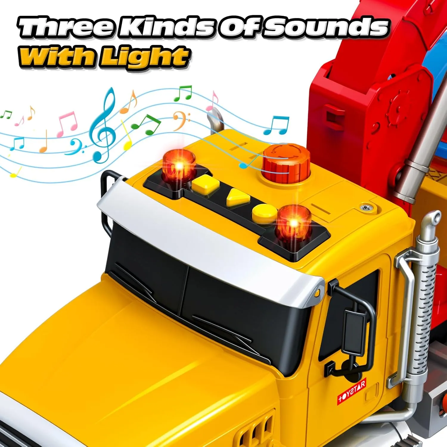 Kids Toys for 3 4 5 6 7 Years Old Boys, 15" Large Tow Truck Toy, Friction Powered Transport Truck Crane Vehicle Toy with Lights and Sounds, Racing Car, Traffic Signs, Birthday Gifts for Boys Girls