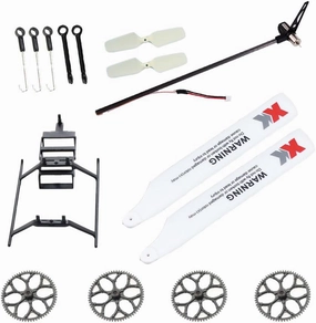 KingVal Replacement Landing Gear Propeller Main Gear Pull Rod Tail Assembly RC Parts Combo Compatible with WLtoys XK K110 K110S RC Helicopter