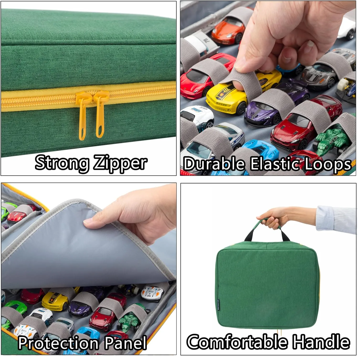 KISLANE Carrying Case 48 Cars Storage, Kids Cars (Bag Only, Green)