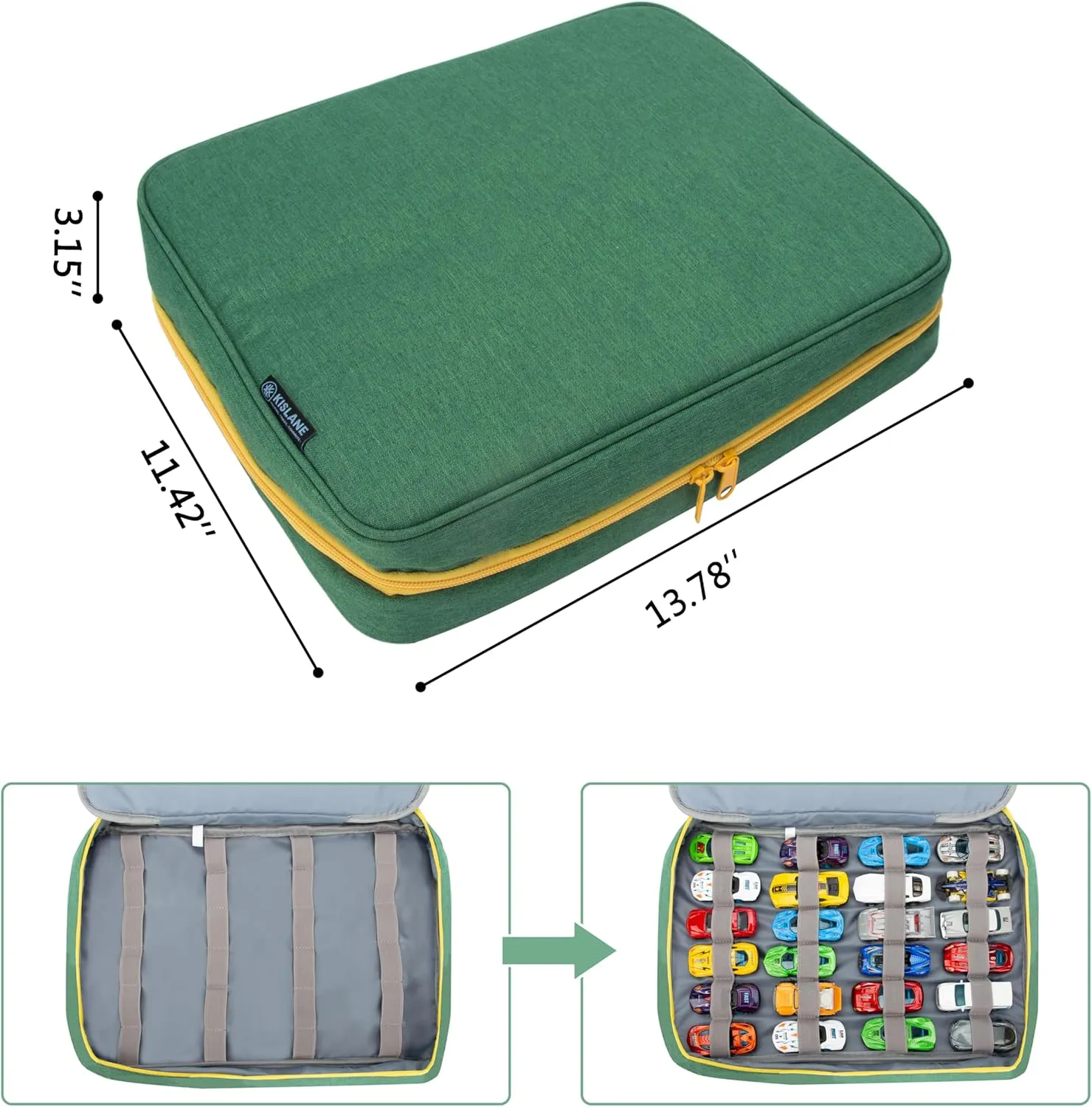 KISLANE Carrying Case 48 Cars Storage, Kids Cars (Bag Only, Green)