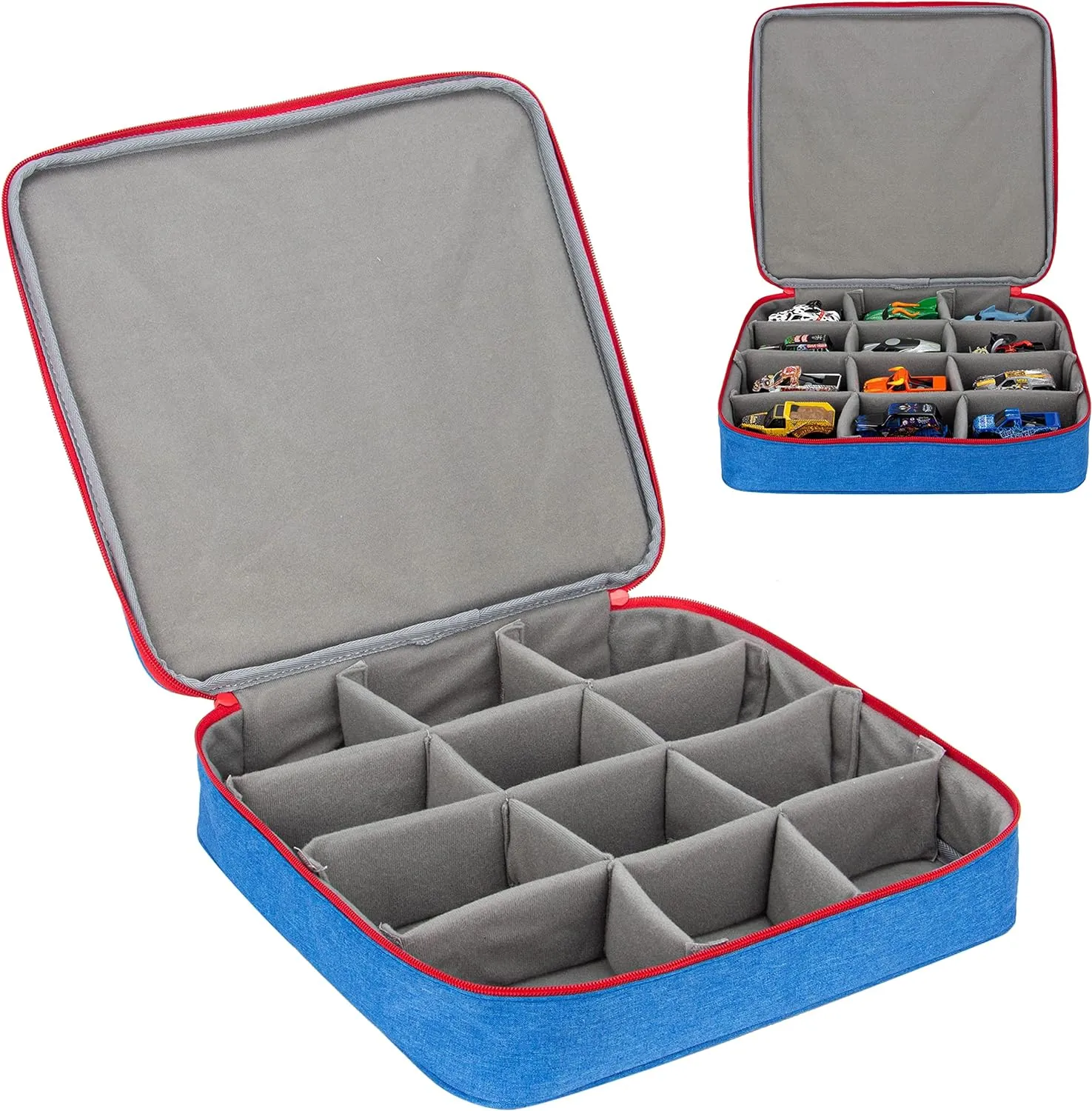 KISLANE Carrying Case for 12 Monster Jam Toy Trucks, Kids Toy Cars Storage Bag Hold 12 Monster Jam Toy Trucks, Bag Only (Blue)