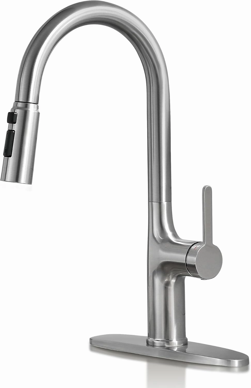 Kitchen Faucet, Brushed Nickel Kitchen Faucet with Pull Down Sprayer, High Arc Single Handle Stainless Steel Kitchen Sink Faucet 1 or 3 Hole, Bar Sink Faucet with 3 Modes Power Clean Deck Plate