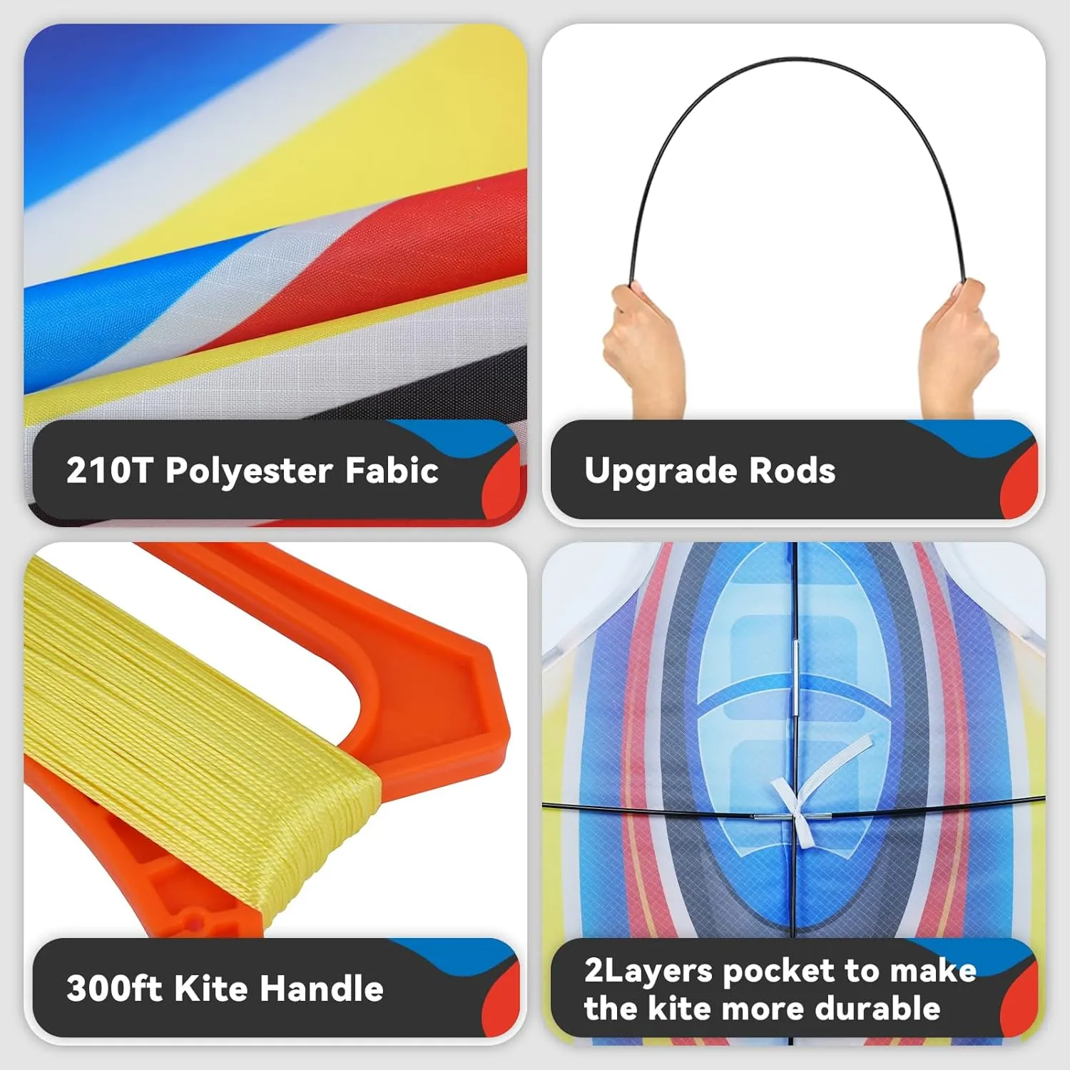 Kite Airplane Kite for Boys and Girls, Easy to Fly with Kites for Kids Ages 4-8, Beach Flying Kites for Outdoor Trip Park Family Game (Fighter Plane-Red)