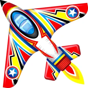 Kite Airplane Kite for Boys and Girls, Easy to Fly with Kites for Kids Ages 4-8, Beach Flying Kites for Outdoor Trip Park Family Game (Fighter Plane-Red)