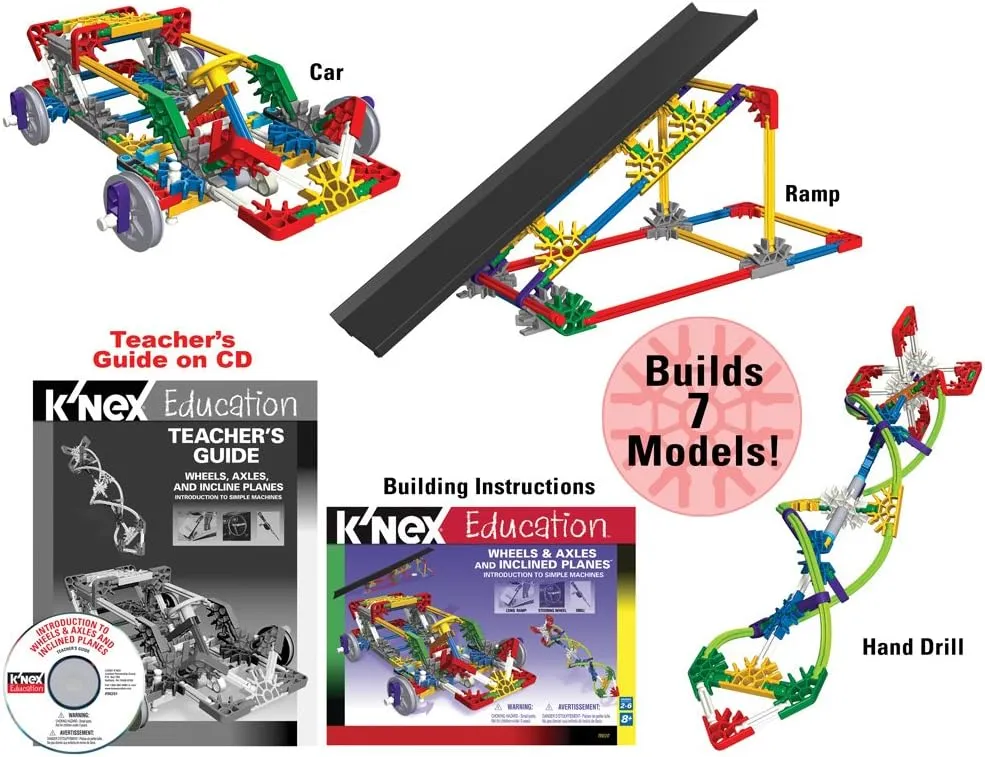K’NEX Education – Intro to Simple Machines: Wheels, Axles, & Inclined Planes Set – 221 Pieces – Ages 8  Engineering Educational Toy