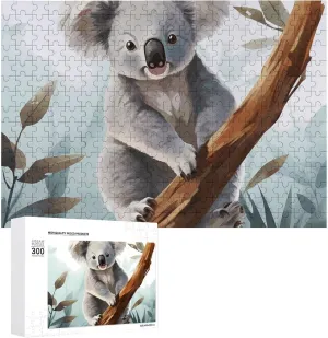 Koala and Butterfly Puzzles 300 Pieces Personalized Jigsaw Puzzles Koala and Butterfly Photo Puzzle Challenging Picture Puzzle for Adults Personaliz Jigsaw with Storage Bag (15.7" X 11")