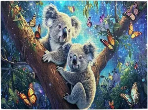 Koala Night Jungle Exploration, 500 Pcs Wooden Puzzle for Adults, Use Your Imagination to The Fullest，Brainstorming for Stress Relief，Creative Activity Hobbies，Enjoy The Process