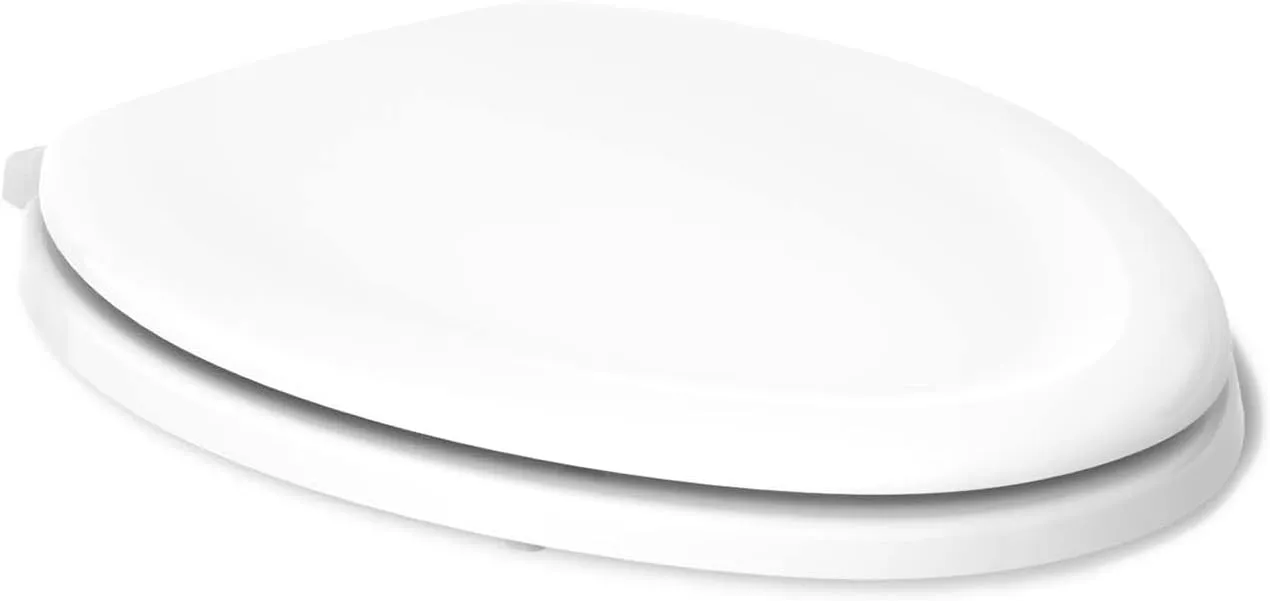 KOHLER Stonewood Quiet-Close Elongated Toilet Seat, Slow Close Design, Durable Wood, Easy Installation, Universal Fit, White Finish, K-20466-0