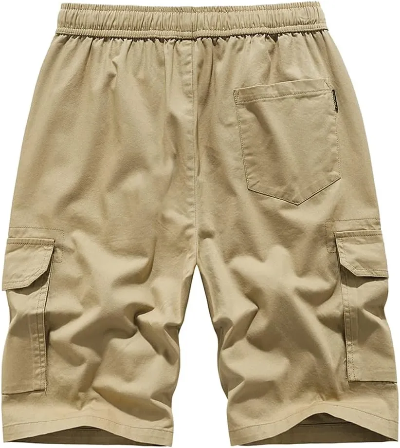 Kolongvangie Men's Cargo Shorts Casual Drawstring Pull On Cotton Summer Big & Tall Relaxed Fit Work Shorts