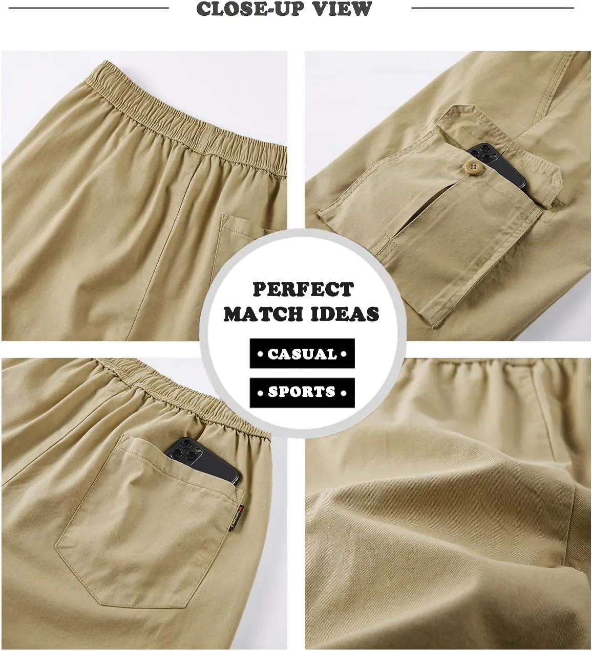 Kolongvangie Men's Cargo Shorts Casual Drawstring Pull On Cotton Summer Big & Tall Relaxed Fit Work Shorts
