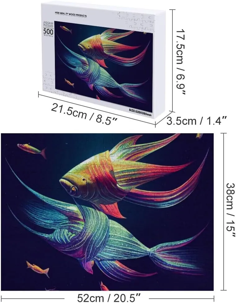 Kuizee Jigsaw Puzzle 1000 Pieces Puzzle for Adults Abstract Fish Shark Educational Intellectual Decompressing Funny Family Games 11.5X15.7Inch