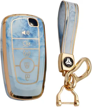 KUNIO Car Key Fob Cover Case Fit for Ford F150 Mondeo Fusion EcoSport Key Protective Cover Keychain TPU Key Holder 5 Buttons