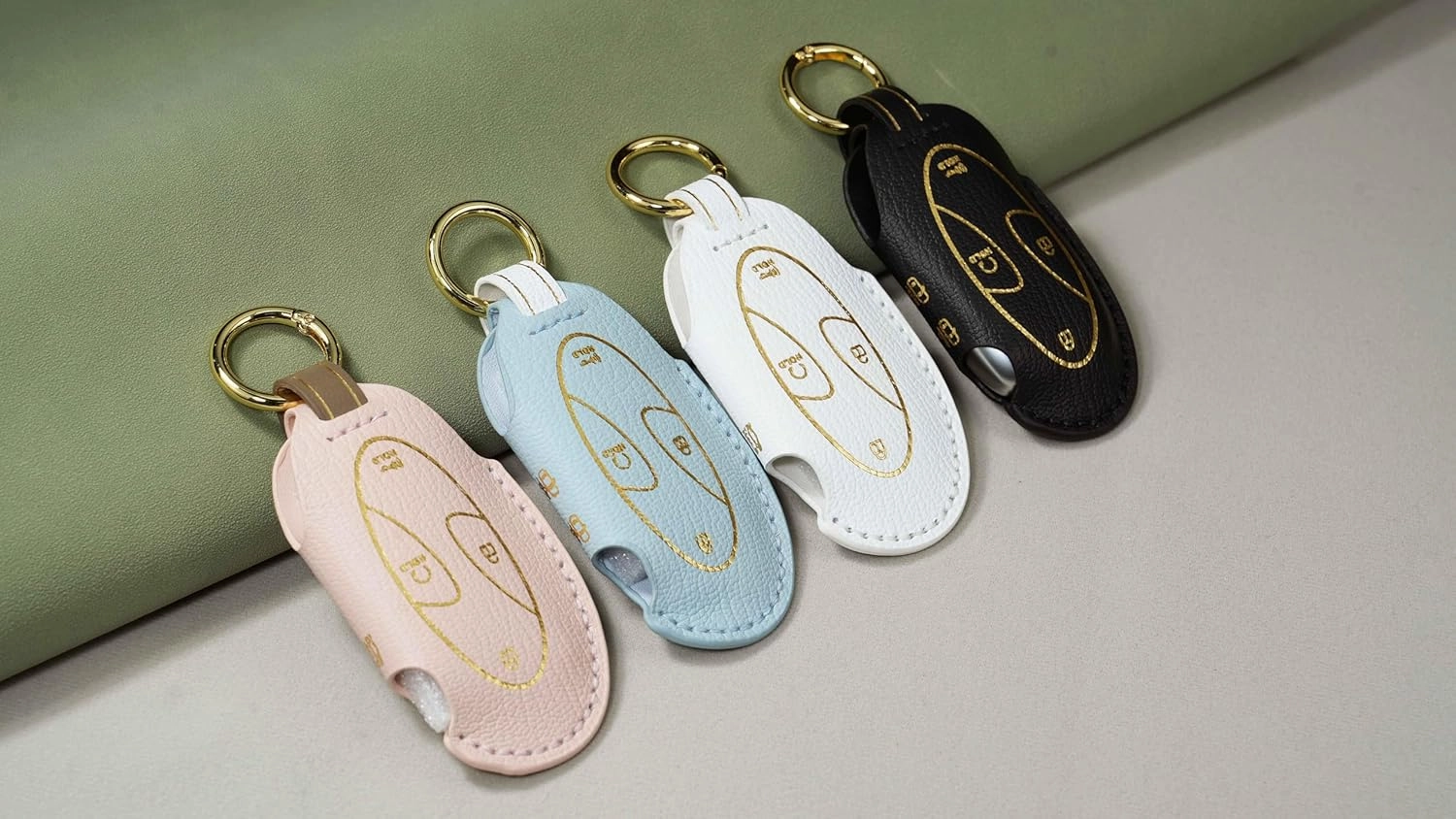 KUNIO Hand Sewn Leather Fit for Car Key Fob Cover 2023 2024 2025 Hyundai Ioniq 6 Grandeur GN7 KONA EV Keychain Key Holder Keyless Enter Key Protector Car Accessory Father's Day Gift 5 Button B White