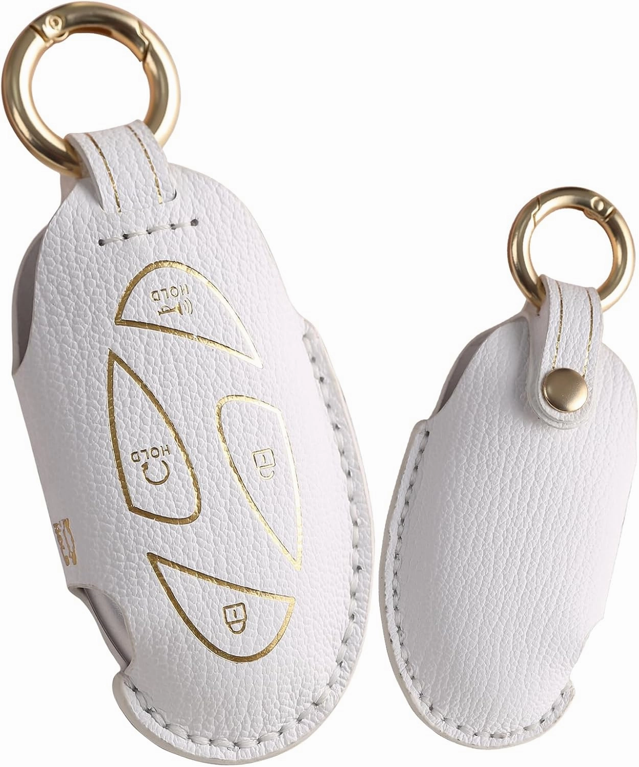 KUNIO Hand Sewn Leather Fit for Car Key Fob Cover 2023 2024 2025 Hyundai Ioniq 6 Grandeur GN7 KONA EV Keychain Key Holder Keyless Enter Key Protector Car Accessory Father's Day Gift 5 Button B White