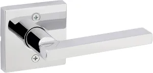Kwikset Halifax Dummy Door Handle, Single Sided Lever for Closets, French Double Doors, and Pantry, Polished Chrome Non-Turning Reversible Interior Push/Pull Lever, Square Rose