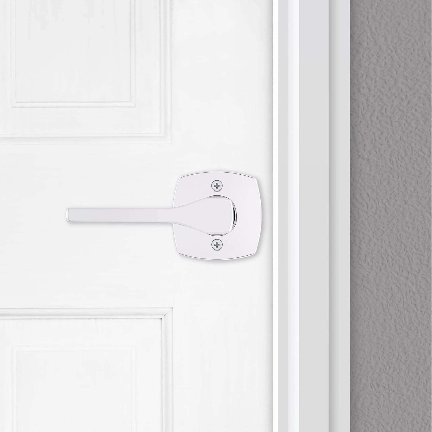 Kwikset Tripoli Dummy Door Handle, Single Sided for Closets, French Double Doors, and Pantry, Polished Chrome Non-Turning Reversible Interior Push/Pull Lever