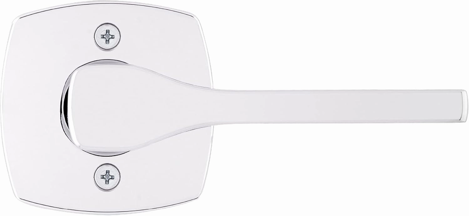 Kwikset Tripoli Dummy Door Handle, Single Sided for Closets, French Double Doors, and Pantry, Polished Chrome Non-Turning Reversible Interior Push/Pull Lever