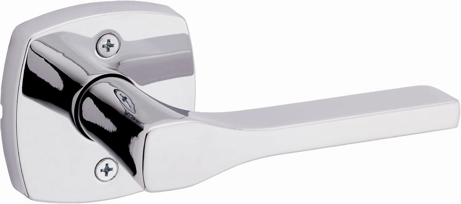 Kwikset Tripoli Dummy Door Handle, Single Sided for Closets, French Double Doors, and Pantry, Polished Chrome Non-Turning Reversible Interior Push/Pull Lever