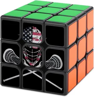 Lacrosse Helmet Flag 3x3 Fidget Cube Stress Relief Magic Speed Cube for Adults Gift