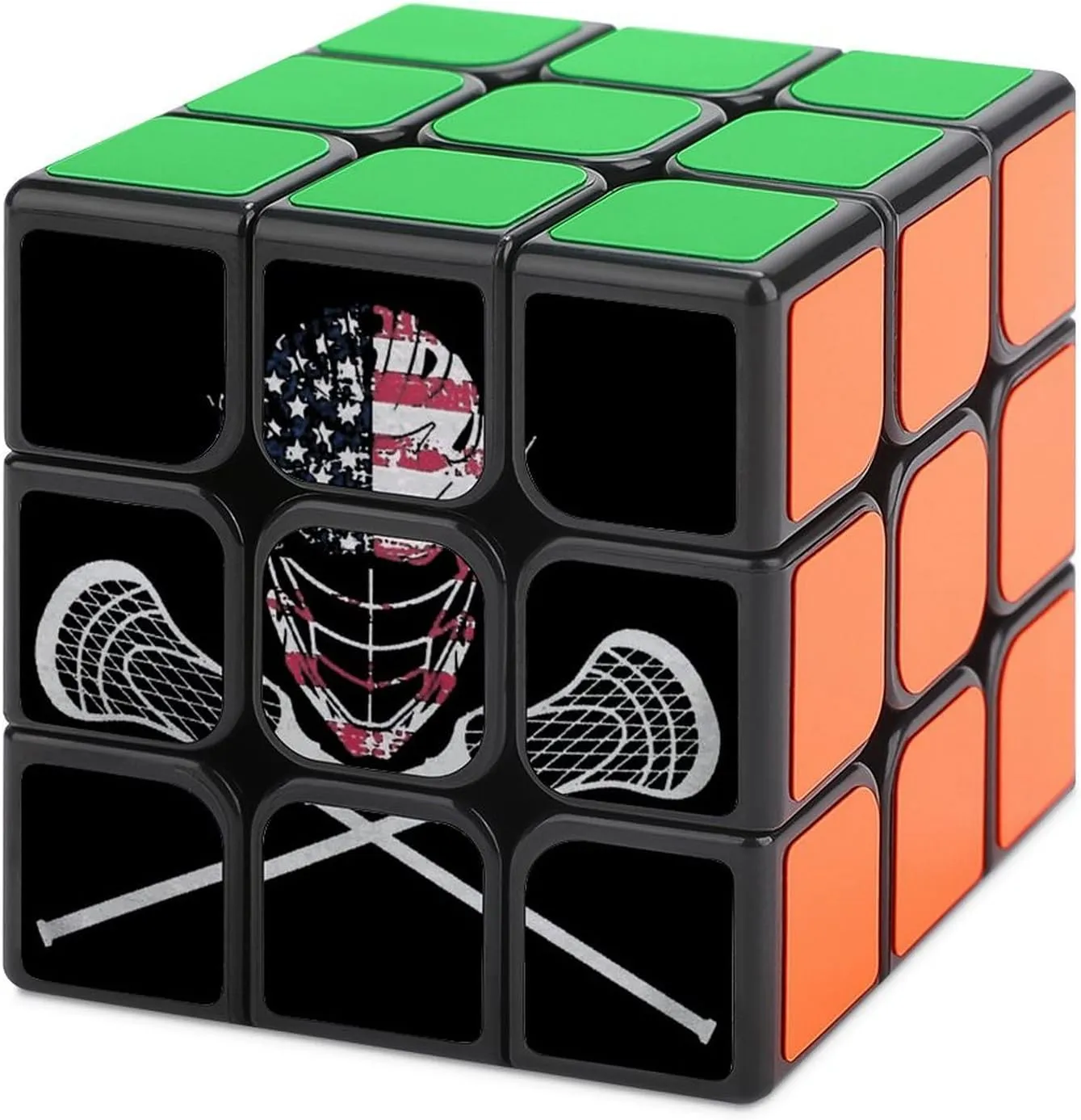 Lacrosse Helmet Flag 3x3 Fidget Cube Stress Relief Magic Speed Cube for Adults Gift