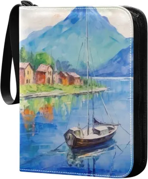 Lake Painting Card Binder, 400 Pockets Card Holder with 50 Sleeves, Sturdy Card Holder Folders for Game Cards & Sports Cards