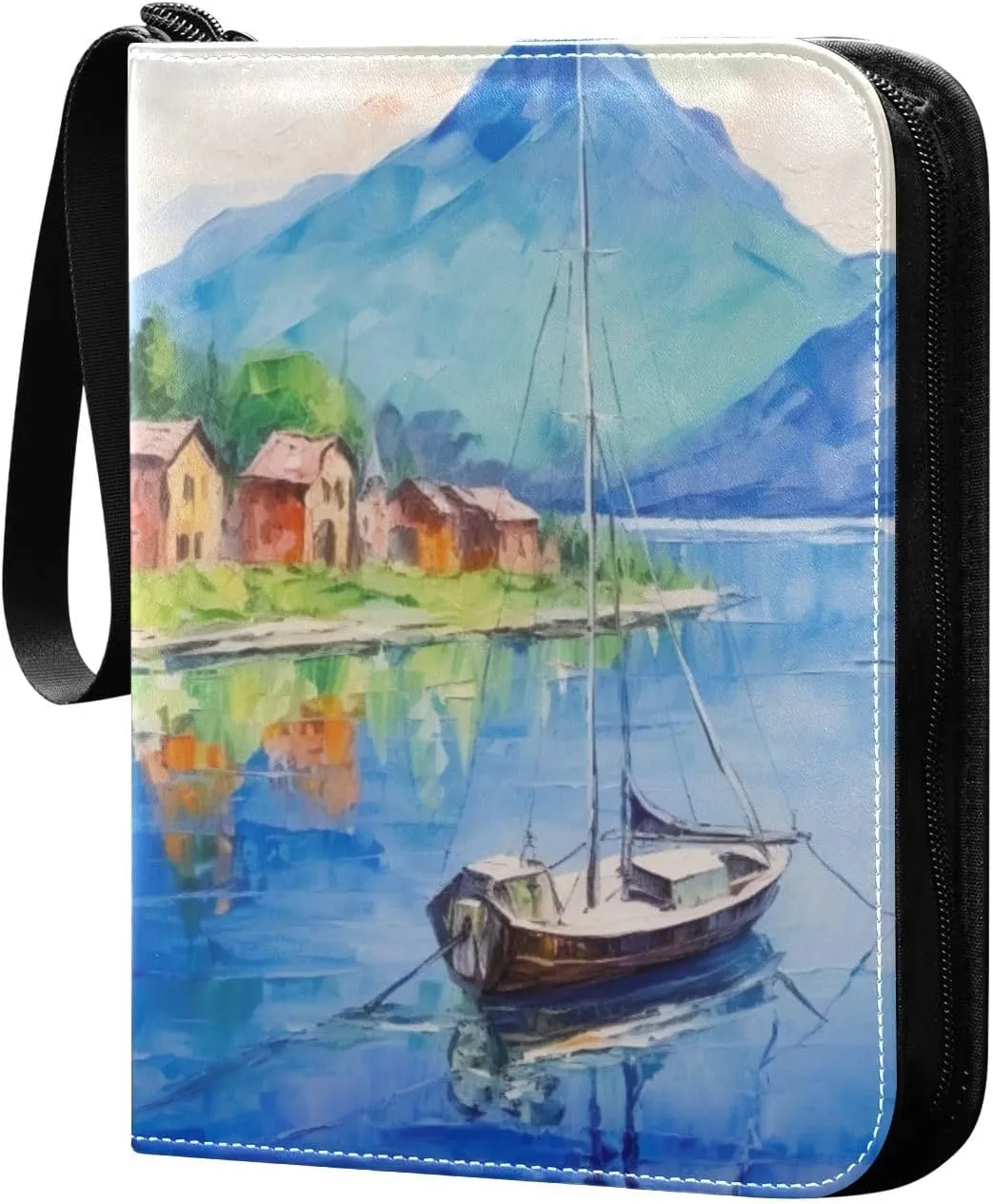Lake Painting Card Binder, 400 Pockets Card Holder with 50 Sleeves, Sturdy Card Holder Folders for Game Cards & Sports Cards