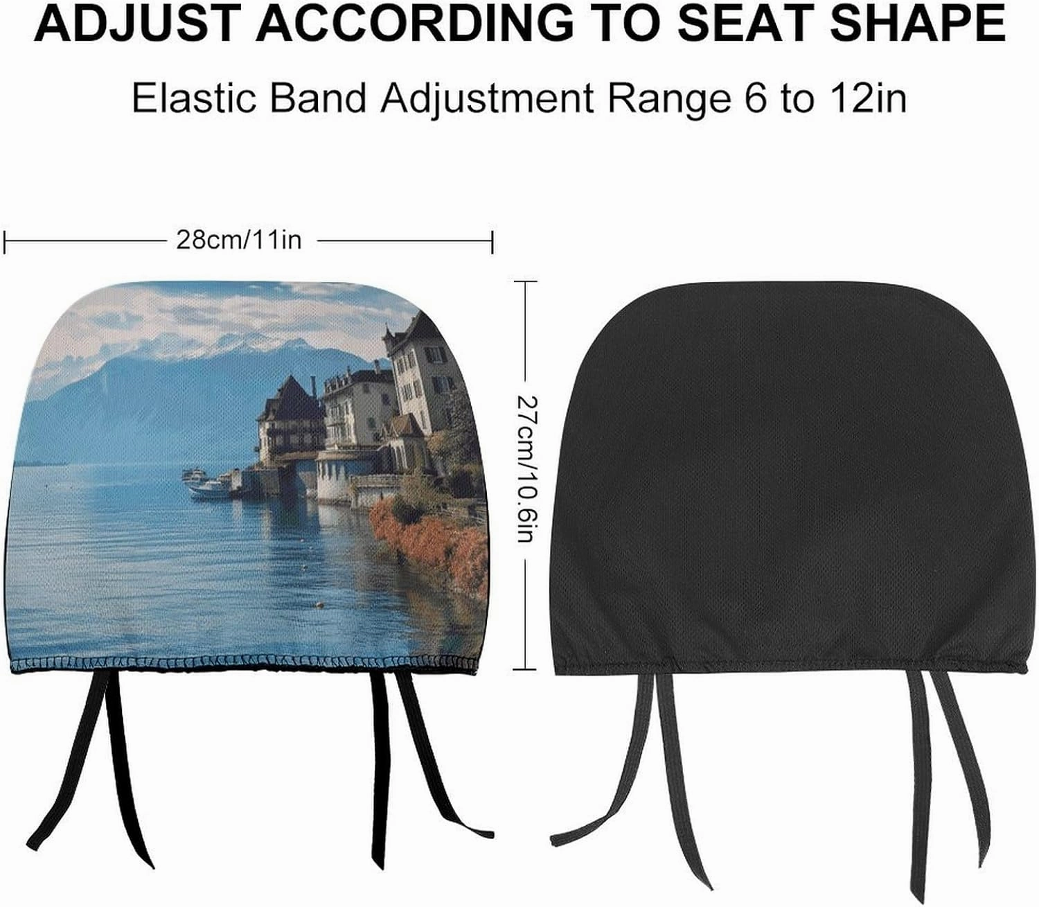 Lake Geneva Switzerland Car Headrest Covers Soft Breathable Auto Seat Head Rest Protector Universal Fit for Car Truck SUV Van Auto Interior Accessories 2 Packs