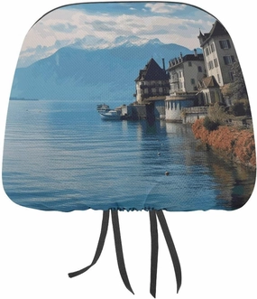 Lake Geneva Switzerland Car Headrest Covers Soft Breathable Auto Seat Head Rest Protector Universal Fit for Car Truck SUV Van Auto Interior Accessories 2 Packs