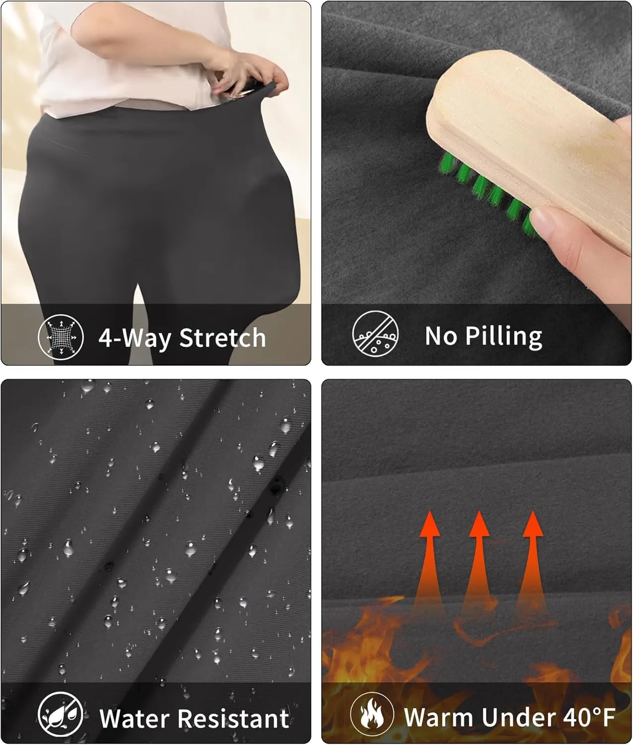 LALAGEN Womens Plus Size Fleece Lined Leggings Water Resistant Thermal Winter Warm High Waisted Workout Pants with Pockets