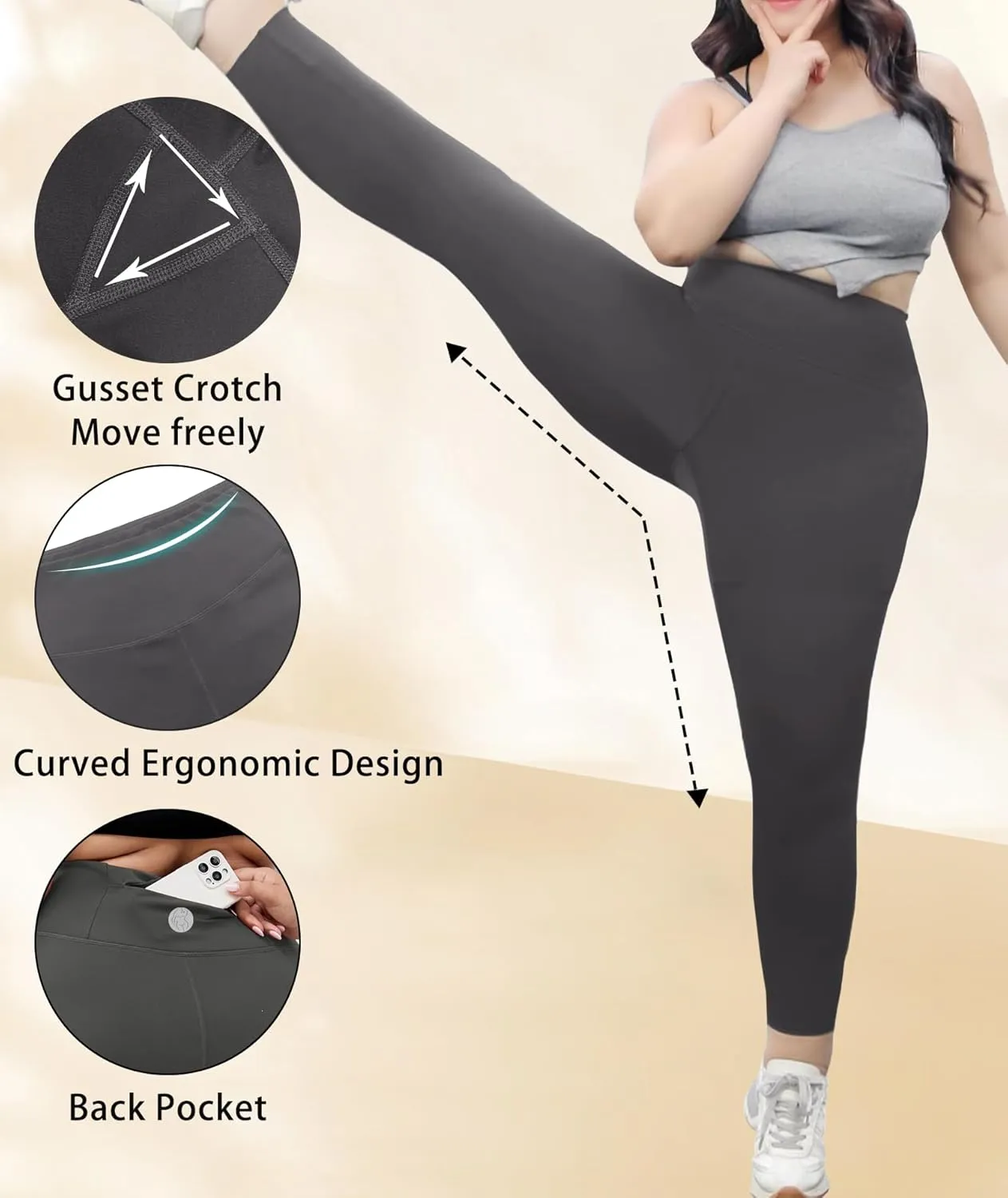 LALAGEN Womens Plus Size Fleece Lined Leggings Water Resistant Thermal Winter Warm High Waisted Workout Pants with Pockets