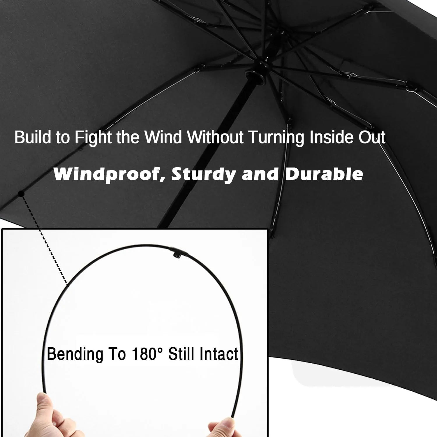 LANBRELLA Compact Reverse Folding Umbrella Auto Windproof Travel Umbrella