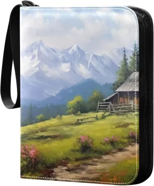 Landscape Painting Card Binder, 400 Pockets Card Holder with 50 Sleeves, Sturdy Card Holder Folders for Game Cards & Sports Cards